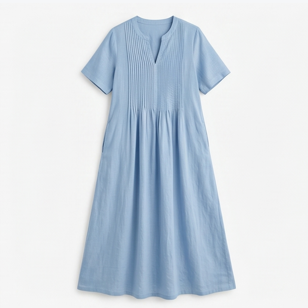 Cotton Maxi Dress with Pockets - Effortless A-Line Silhouette