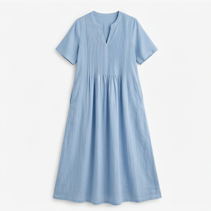 Cotton Maxi Dress with Pockets - Effortless A-Line Silhouette