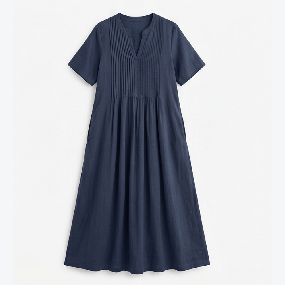 Cotton Maxi Dress with Pockets - Effortless A-Line Silhouette