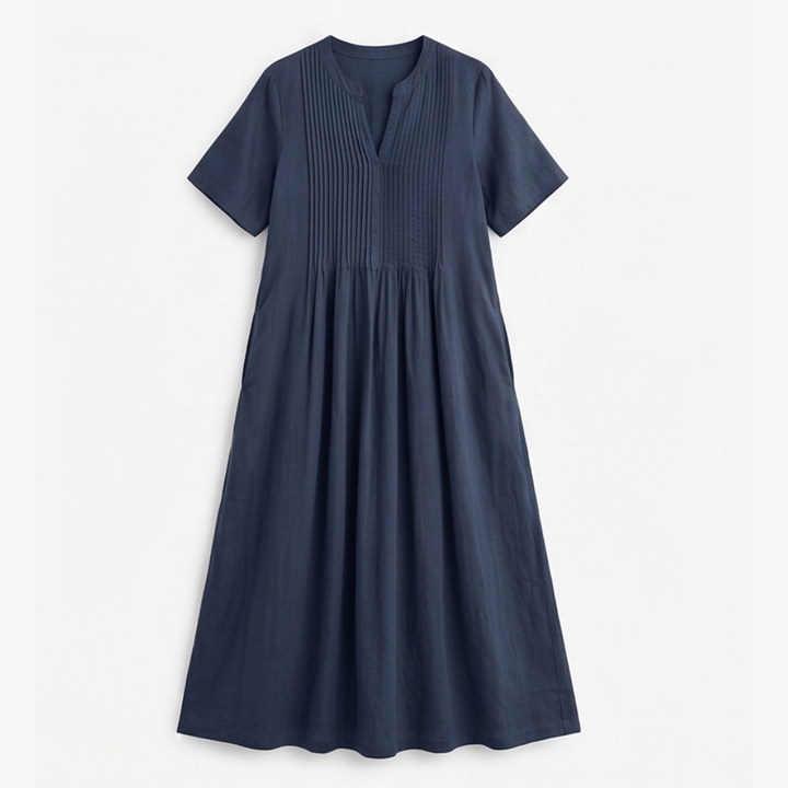 Cotton Maxi Dress with Pockets - Effortless A-Line Silhouette