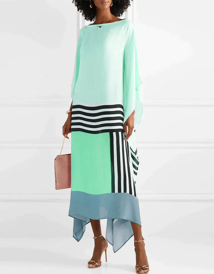 Aria | Vestido Caftán para Mujer con Estampado Geométrico y Mangas Murciélago, Vestido Largo