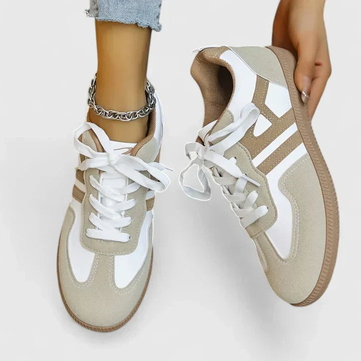 Piper | Sneakers basse da donna in stile retrò con blocchi di colore beige e bianco