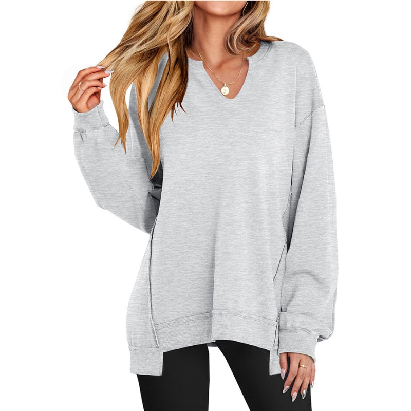 Ember | Tunica felpa oversize da donna con scollo a V e maniche lunghe