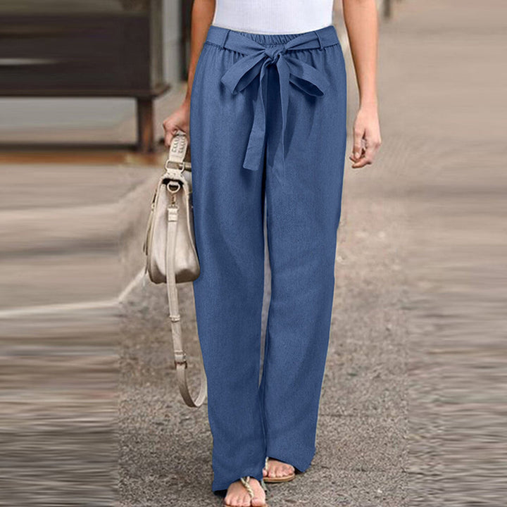 Jane | Pantalones de pierna ancha para mujer con cordón, cintura alta, casual