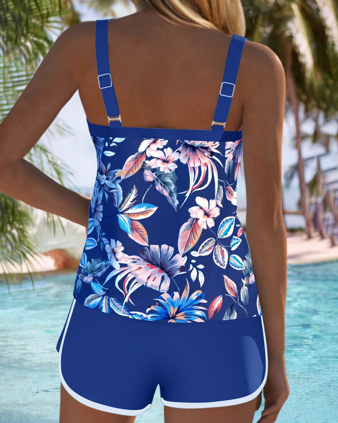 Imke™ | Tankini sin mangas con cuello en U y estampado