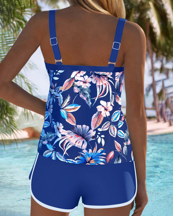 Imke™ | Tankini sin mangas con cuello en U y estampado