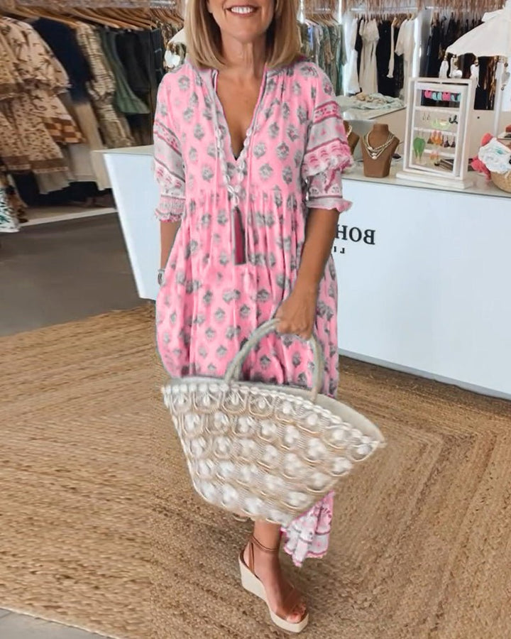 Mana | Vestido Chic Floral con Escote en V