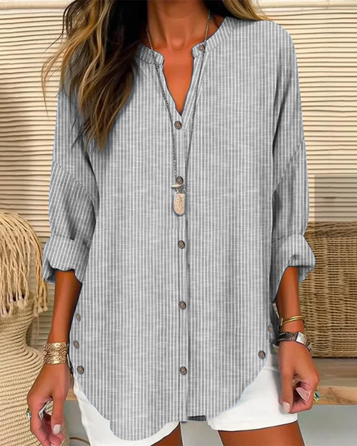 Isabella | Blusa Listrada com Botões para Mulheres Relaed