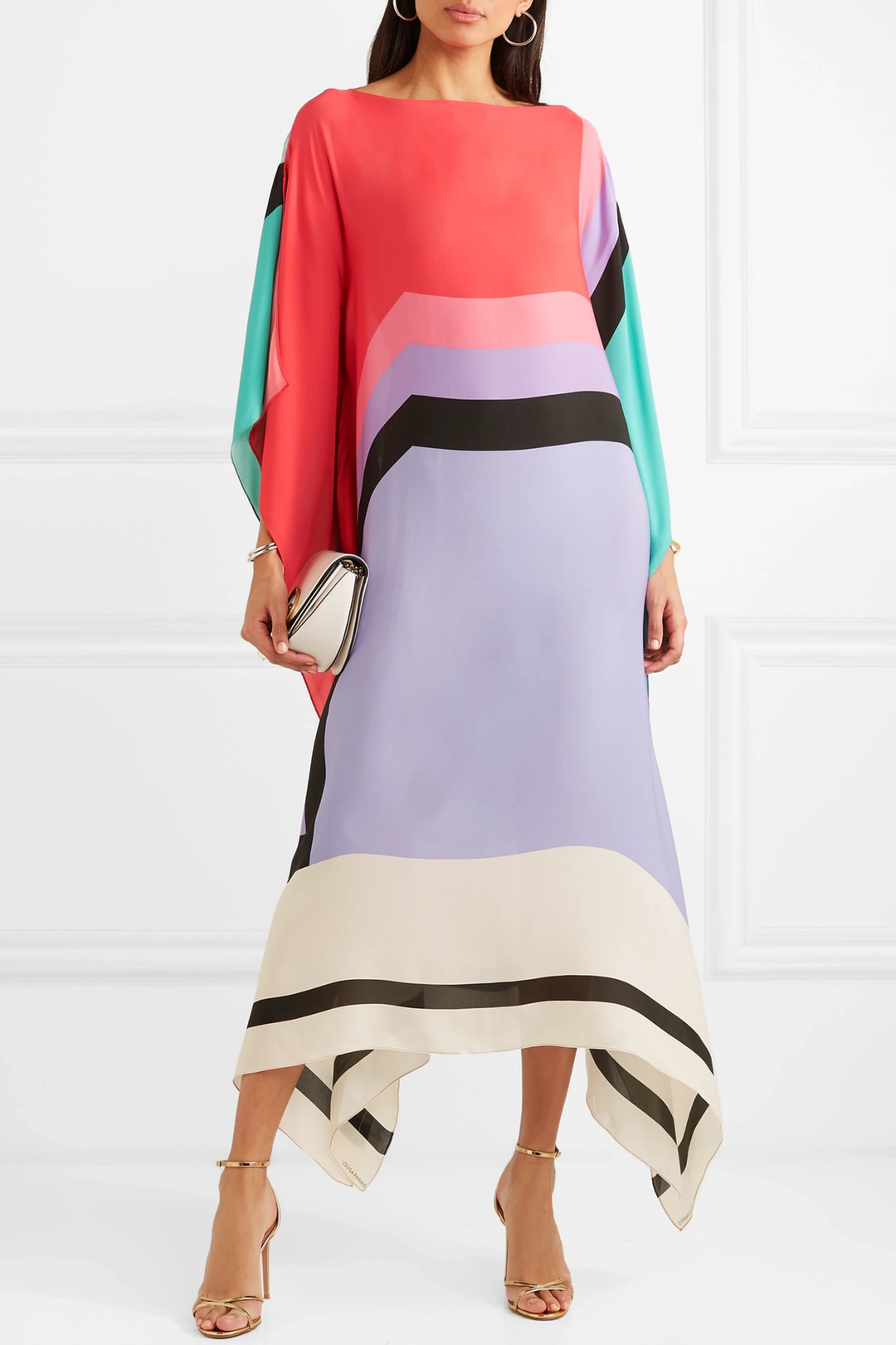 Aria | Vestido Caftán para Mujer con Estampado Geométrico y Mangas Murciélago, Vestido Largo