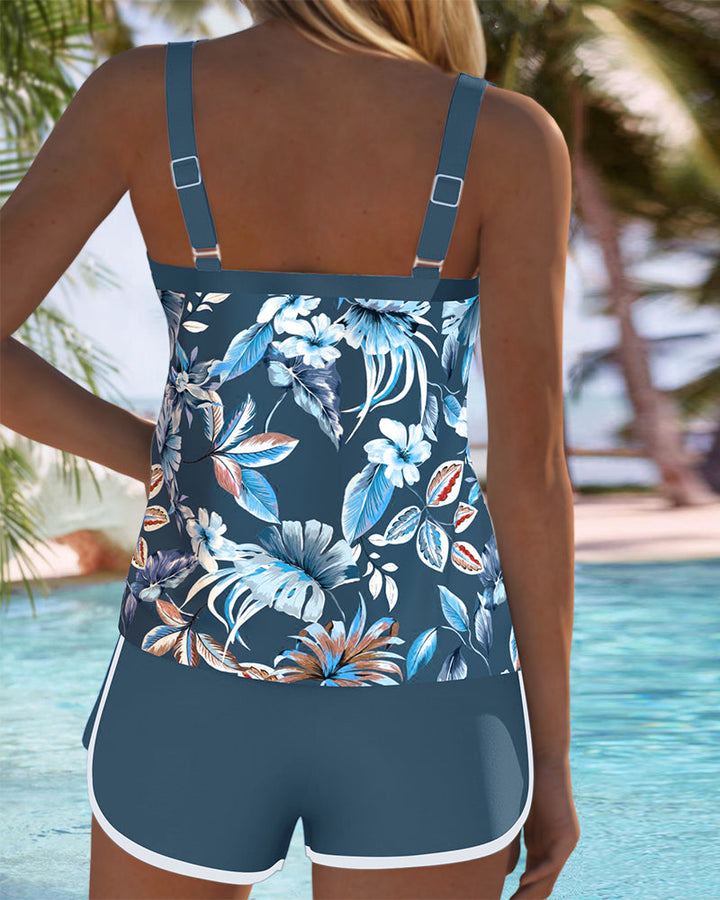 Imke™ | Tankini sin mangas con cuello en U y estampado