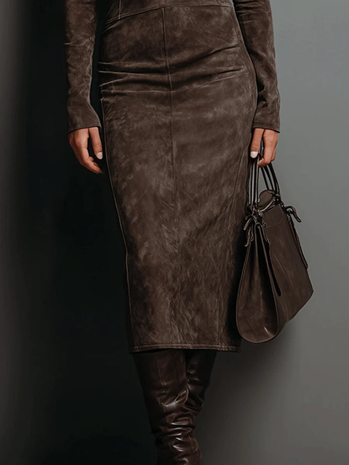 Lunori™ | Vestido Midi de Gamuza Frosina