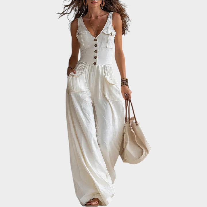 Schicker Jumpsuit mit Knopfleiste und weitem Bein