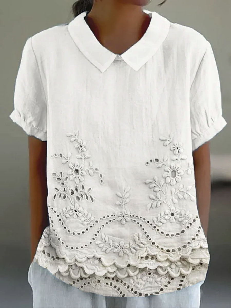 Lily • Floral Embroidered Shirt