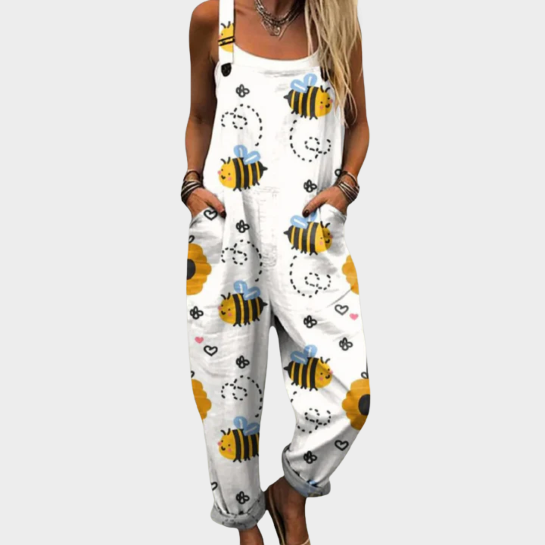 Printed Overalls for Women - Relaxed Fit Casual Jumpsuit