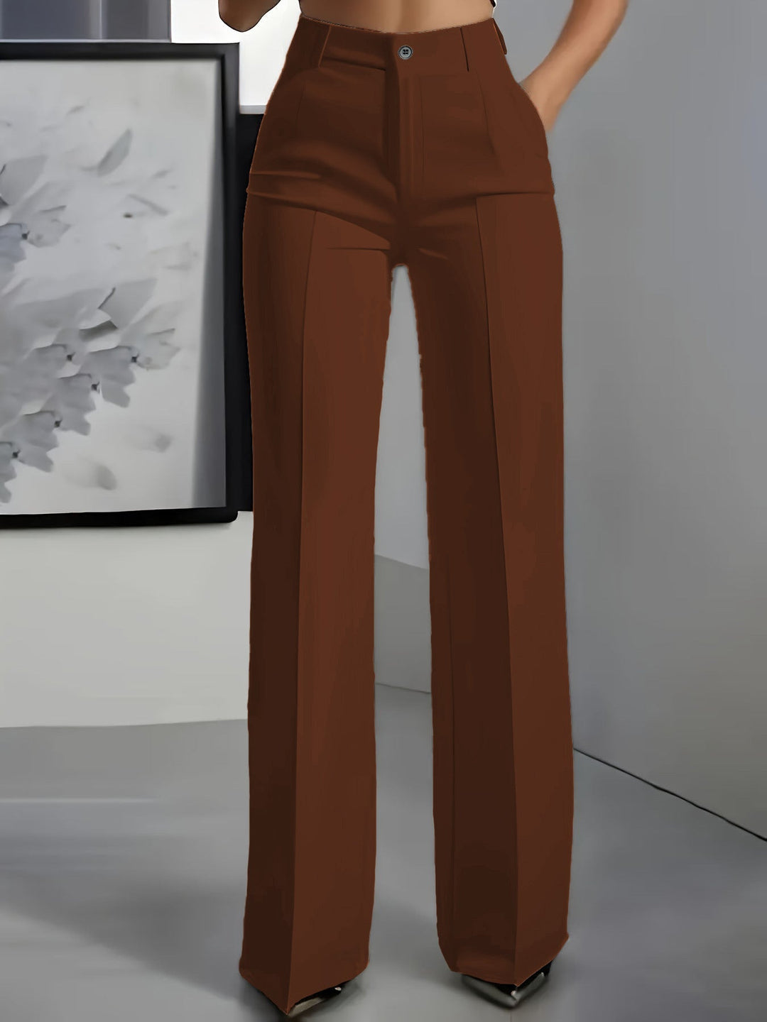 High-Waisted Women's Pants with Elastic Waistband