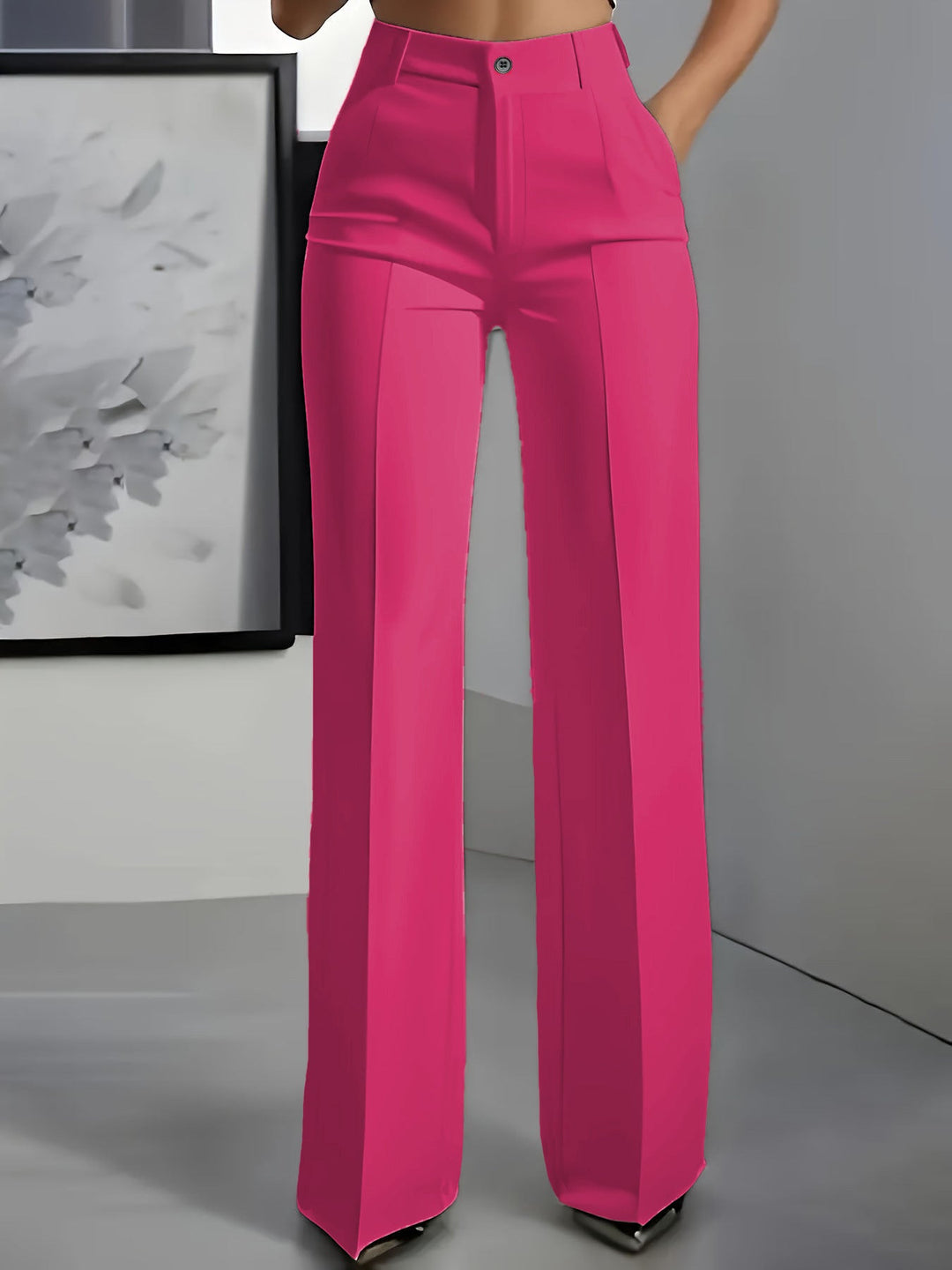 High-Waisted Women's Pants with Elastic Waistband