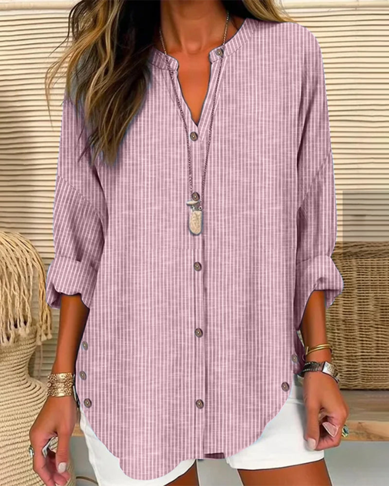 Isabella | Blusa Listrada com Botões para Mulheres Relaed
