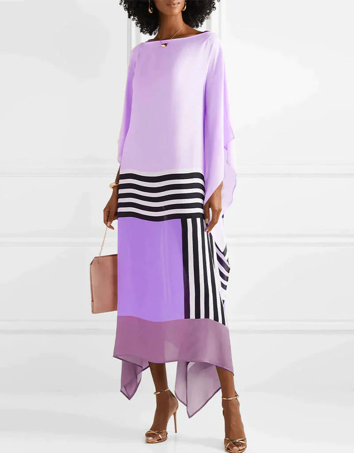 Aria | Vestido Caftán para Mujer con Estampado Geométrico y Mangas Murciélago, Vestido Largo
