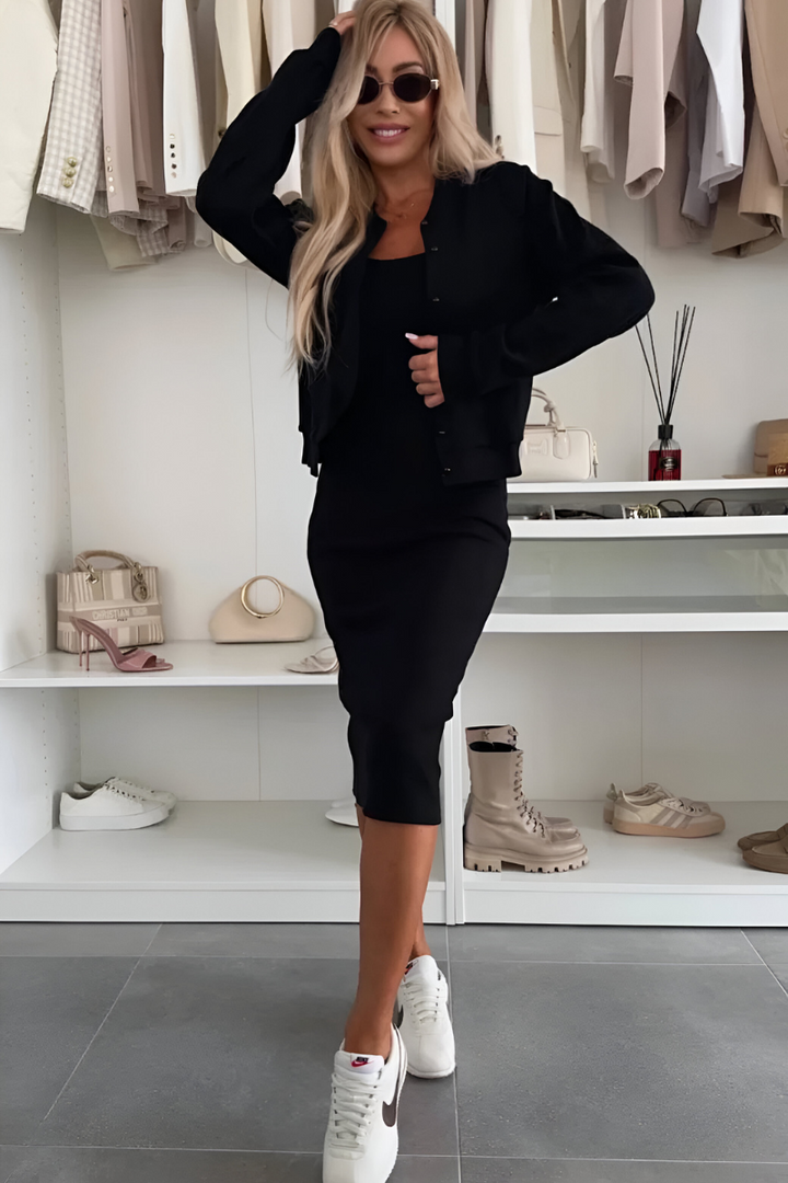 Stella | Completo due pezzi da donna con vestito midi e cardigan