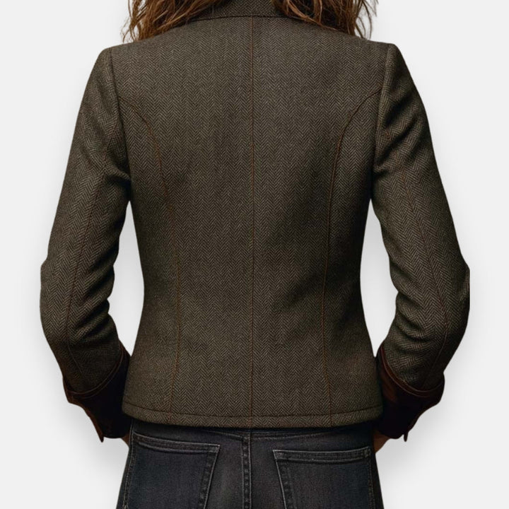 Colette™ | Chaqueta de Tweed con Detalles de Terciopelo