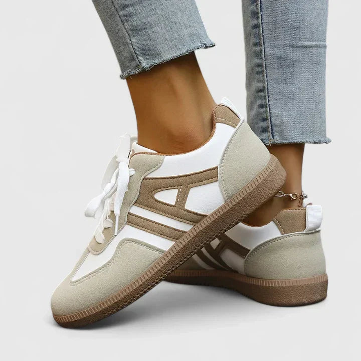 Piper | Sneakers basse da donna in stile retrò con blocchi di colore beige e bianco