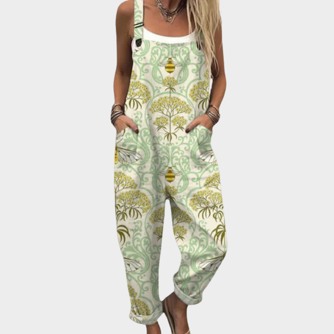 Women's Printed Overalls - Relaxed Fit Jumpsuit for Casual Style