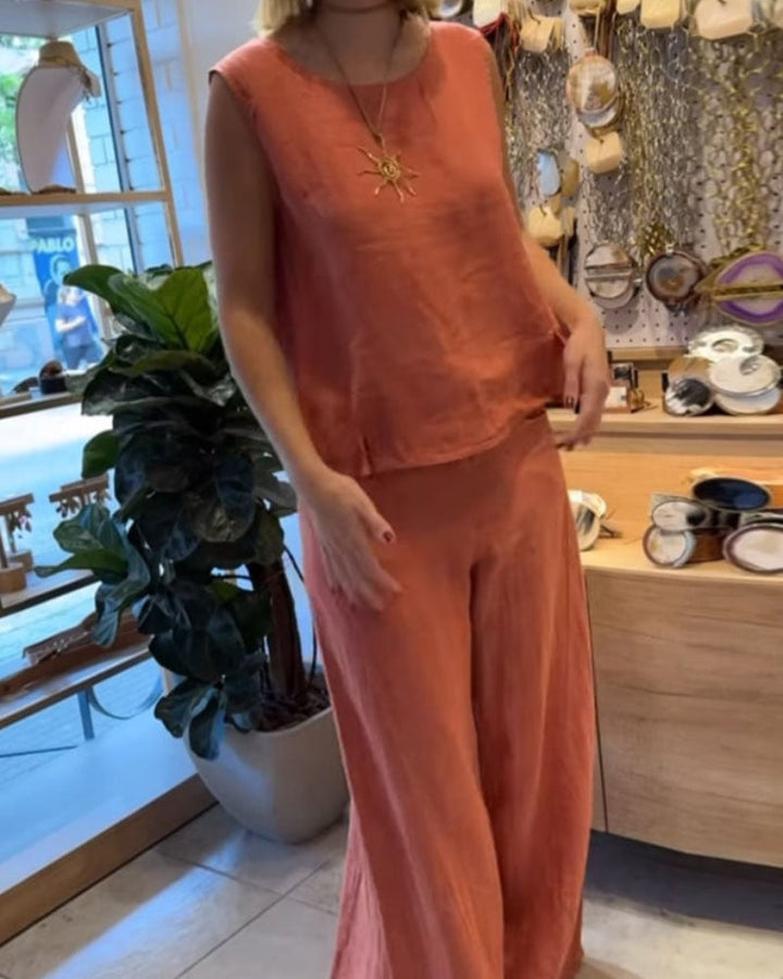 Sienna | Conjunto Feminino 2 Peças Blusa Sem Mangas Calça Pantalona