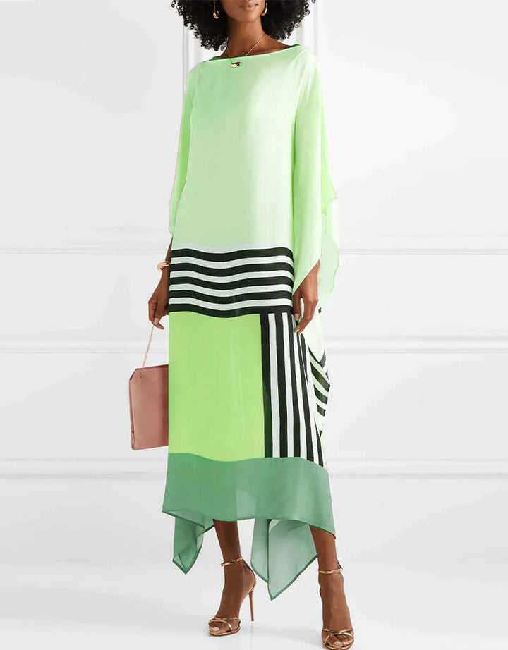 Aria | Vestido Caftán para Mujer con Estampado Geométrico y Mangas Murciélago, Vestido Largo