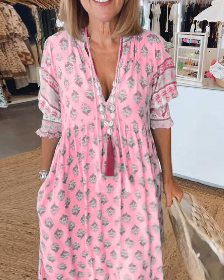 Mana | Vestido Chic Floral con Escote en V