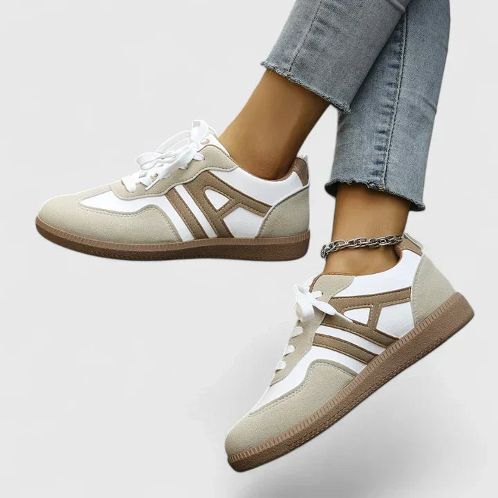 Piper | Sneakers basse da donna in stile retrò con blocchi di colore beige e bianco