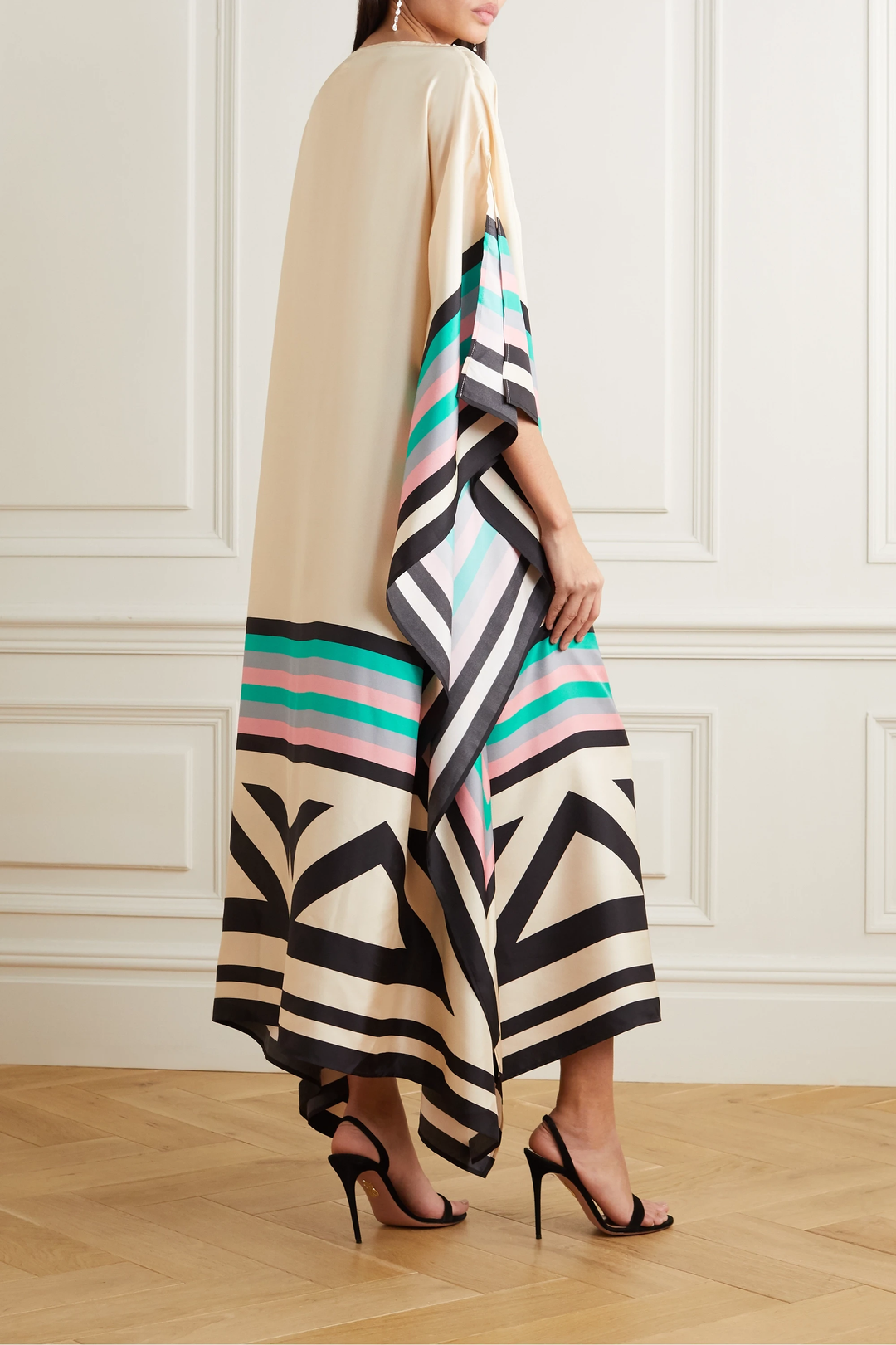 Aria | Vestido Caftán para Mujer con Estampado Geométrico y Mangas Murciélago, Vestido Largo