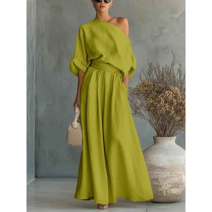 Lisa | Weiches Off-Shoulder-Top und Set mit schmal zulaufender Hose