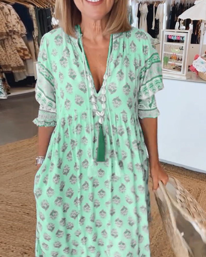 Mana | Vestido Chic Floral con Escote en V