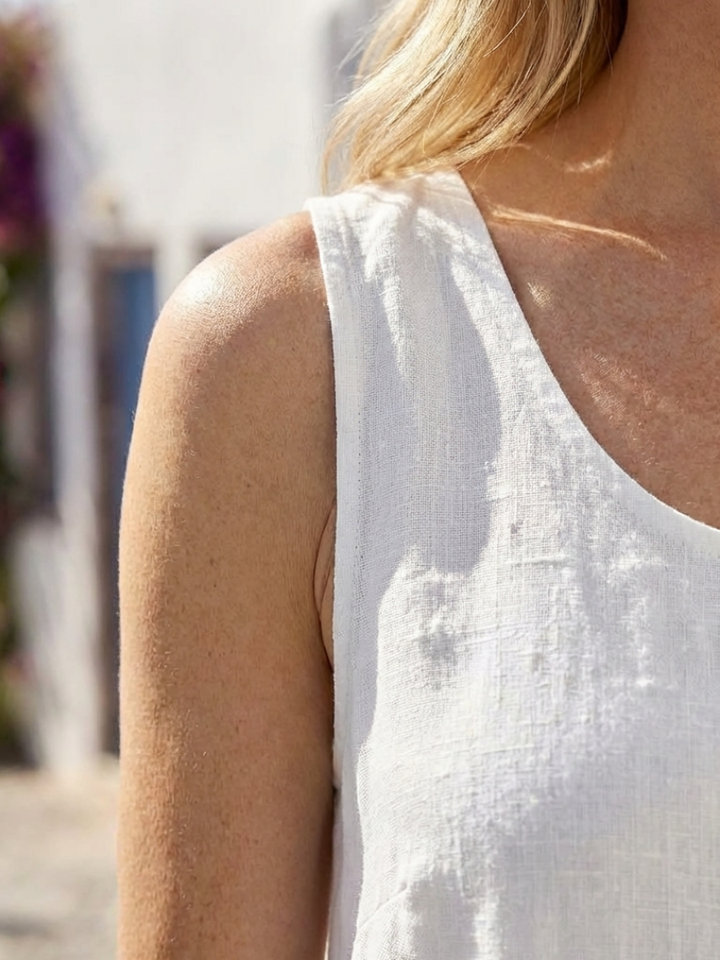Ismera | Vestido midi relajado sin mangas con escote redondo