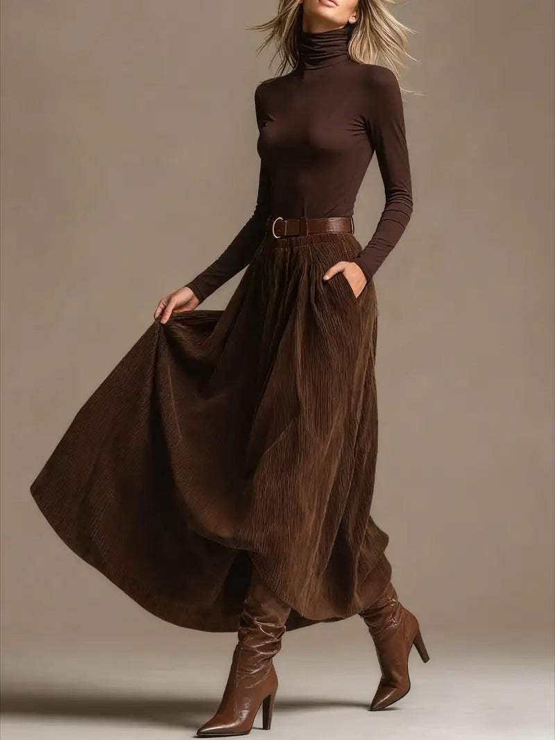 Lunori™ | Conjunto de dos piezas Aveline (cuello alto y falda maxi)
