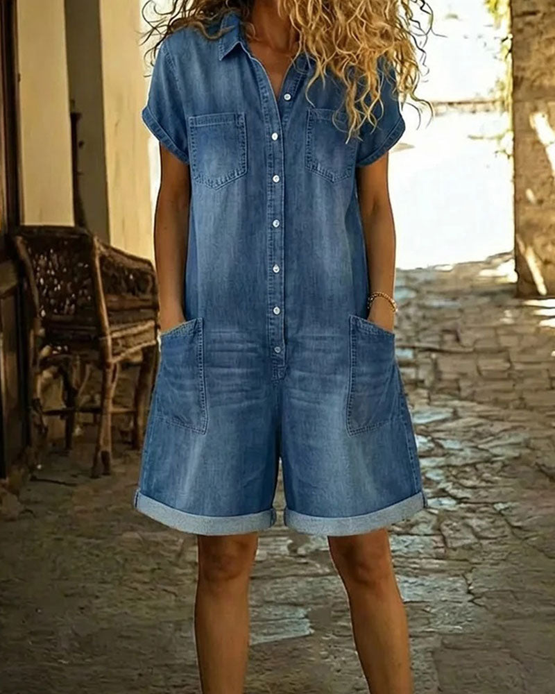 Short Sleeve Romper for Women | Casual Elegant Playsuit Dress