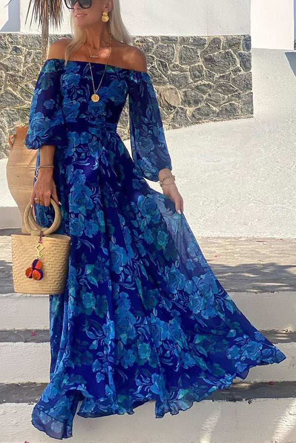 Luna | Langes Kleid mit Blumenmuster