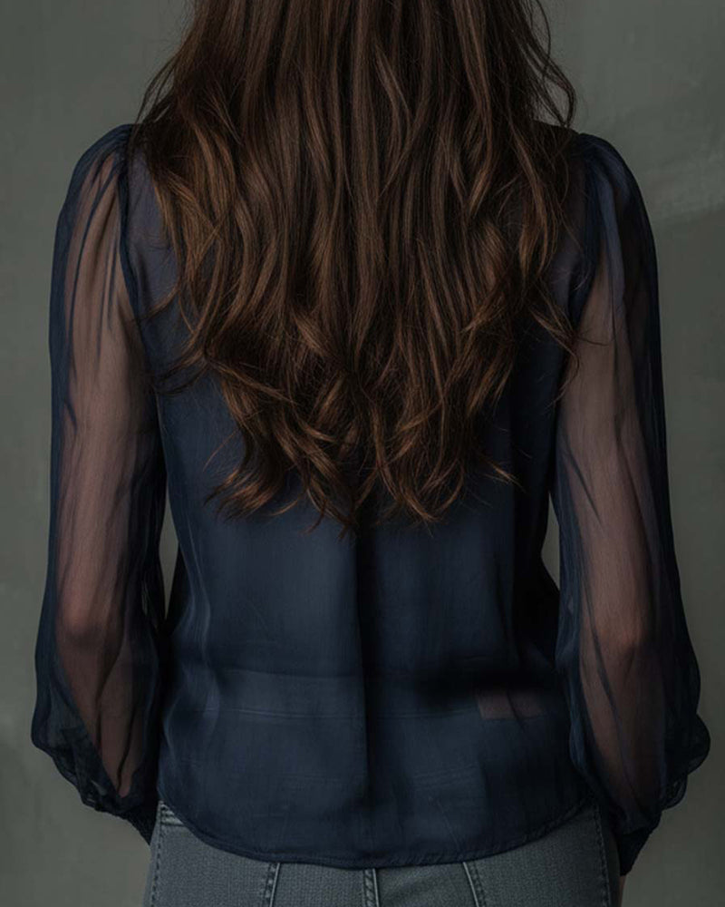 Langarm-Strickbluse mit halbem Reißverschluss