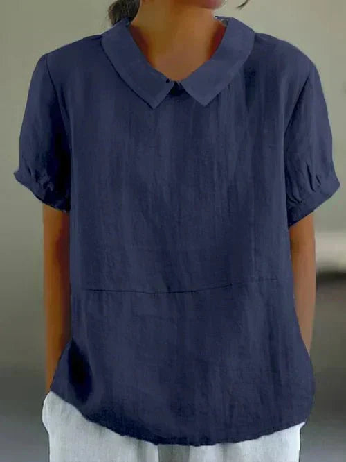 Ivy | Blusa casual de manga corta para mujer con cuello Peter Pan