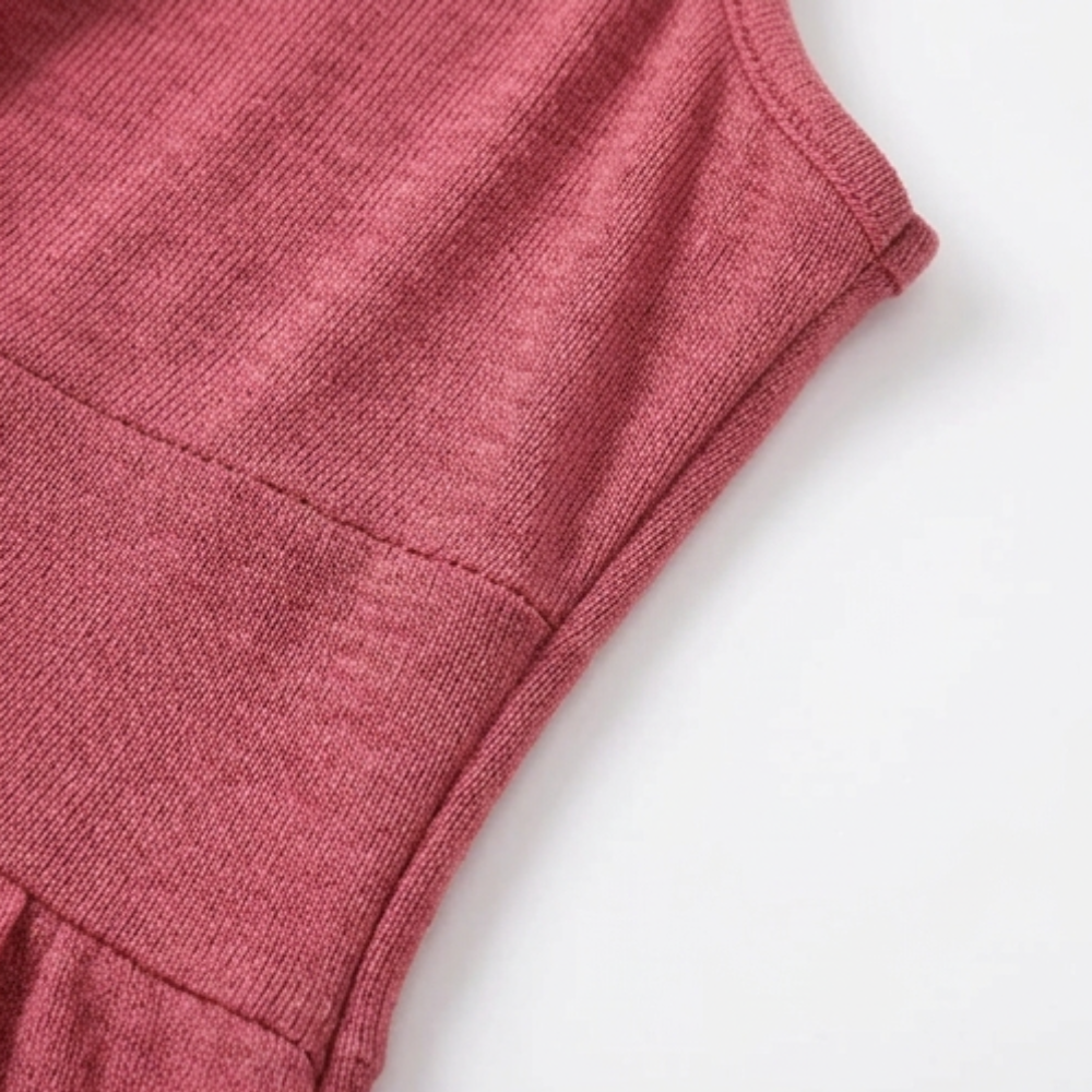 Midi Dress with Twist Front Detail - V-Neck Jersey Dress