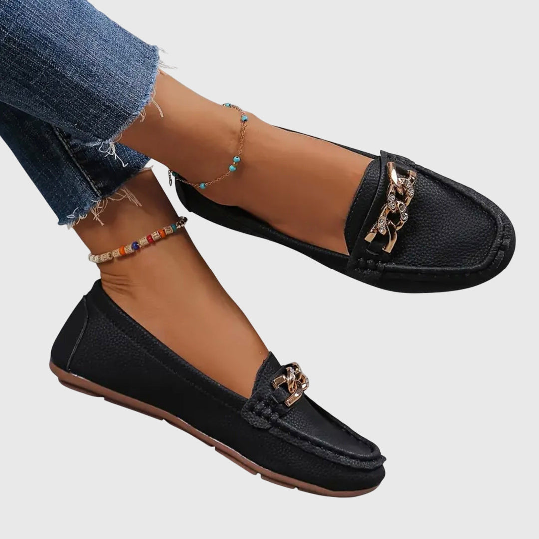 Harlow | Mocassini casual da donna senza lacci con dettaglio catena dorata