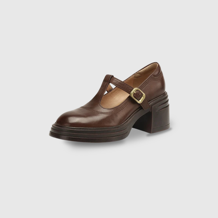 Rowena | Zapatos Mary Jane de tacón grueso para mujer, punta redonda con correa