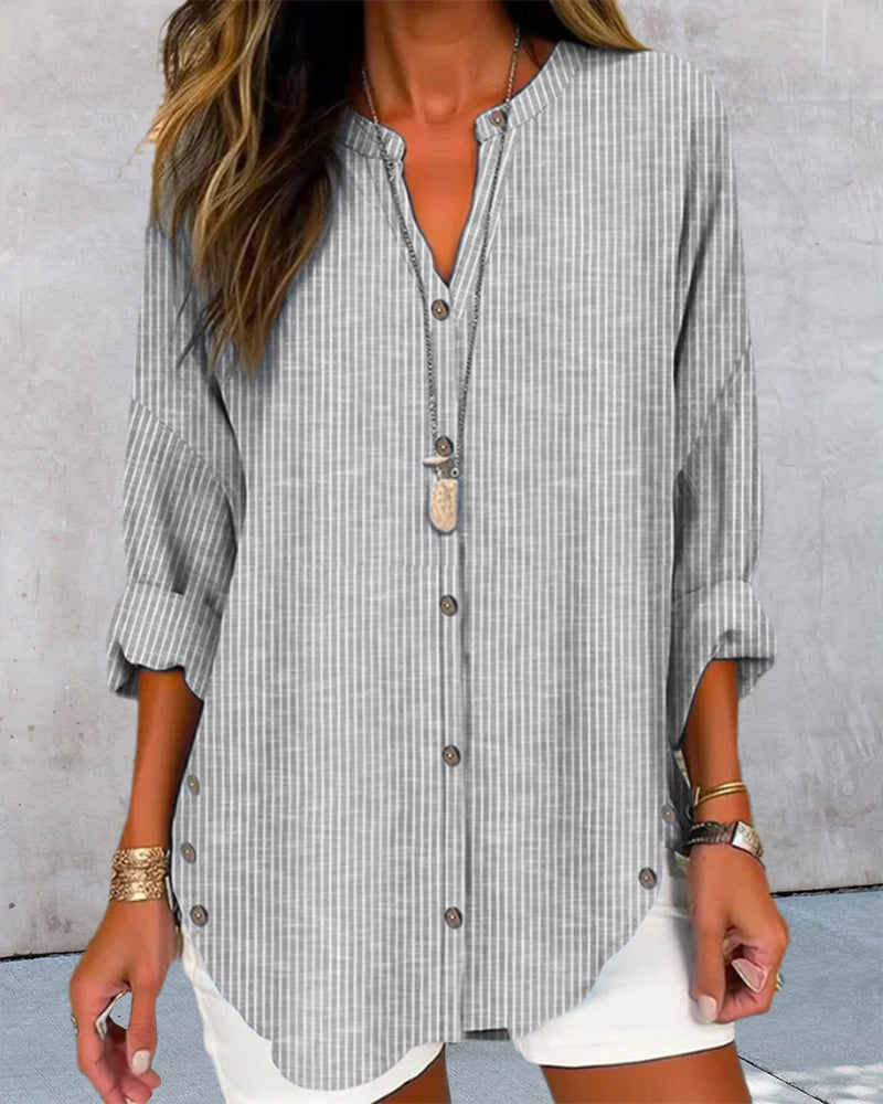 Isabella | Blusa Listrada com Botões para Mulheres Relaed