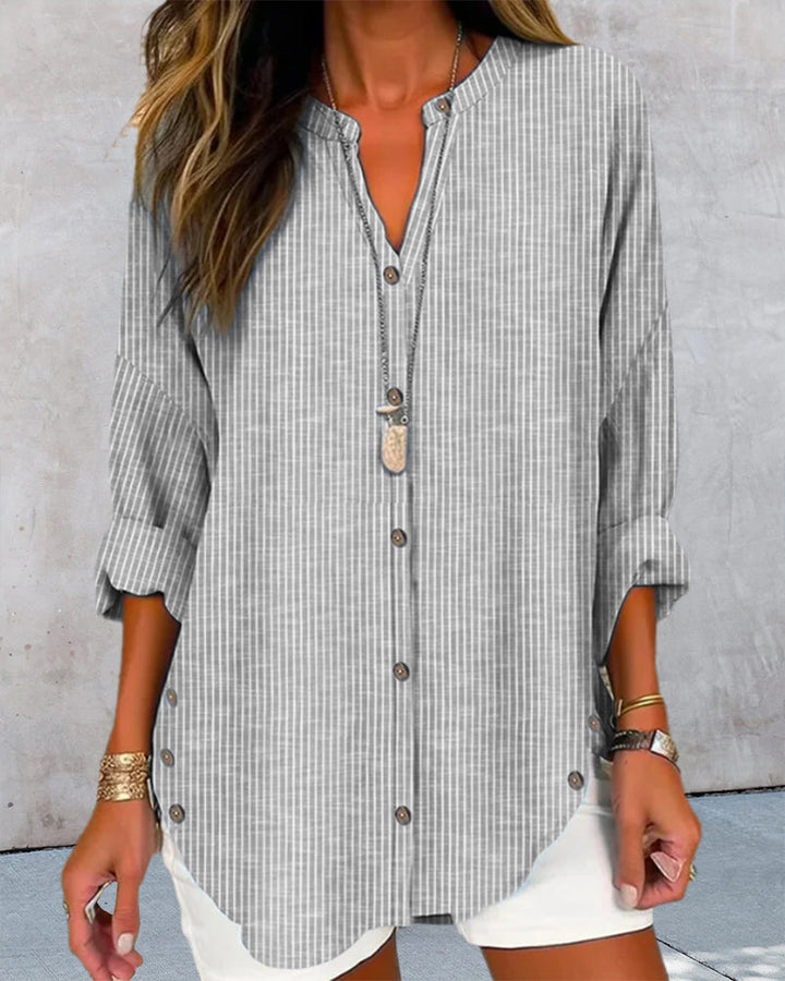 Isabella | Blusa Listrada com Botões para Mulheres Relaed