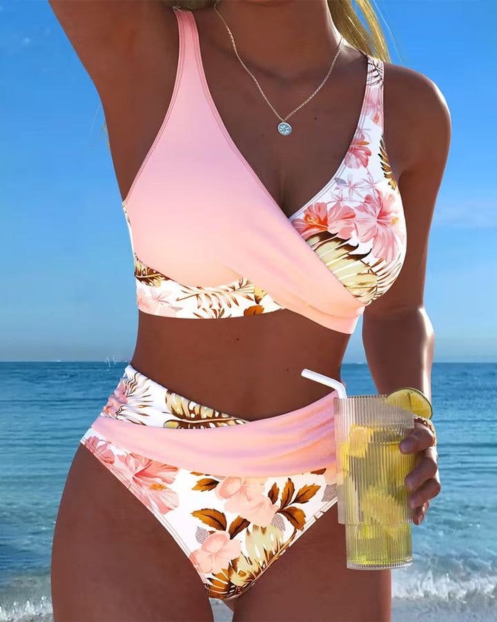 Jolina™ | Bikini a contrasto floreale con spacco