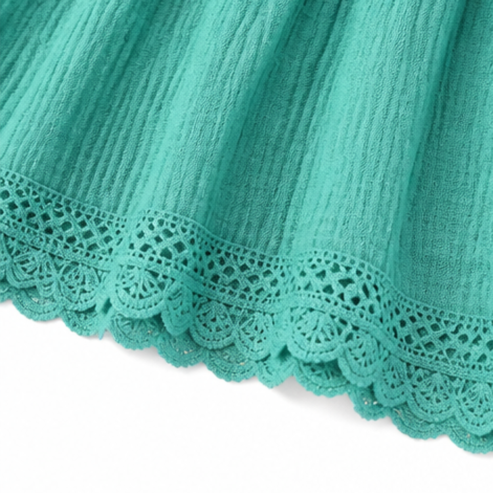 Tiered Lace Midi Dress with Pockets - Flutter Sleeve A-Line