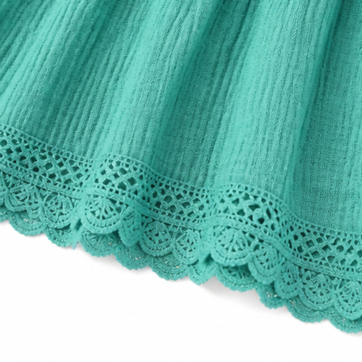 Tiered Lace Midi Dress with Pockets - Flutter Sleeve A-Line