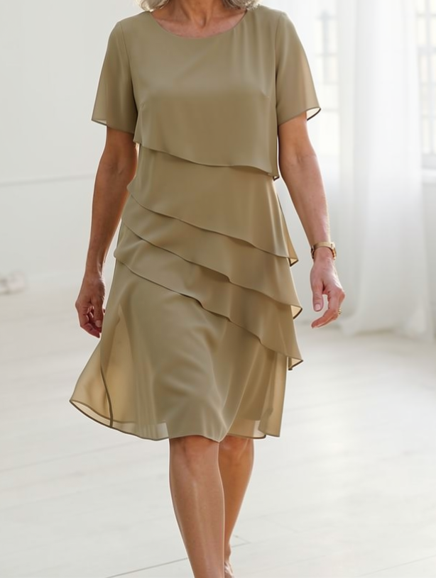 Linda • Elegant Comfort Ruffle Dress