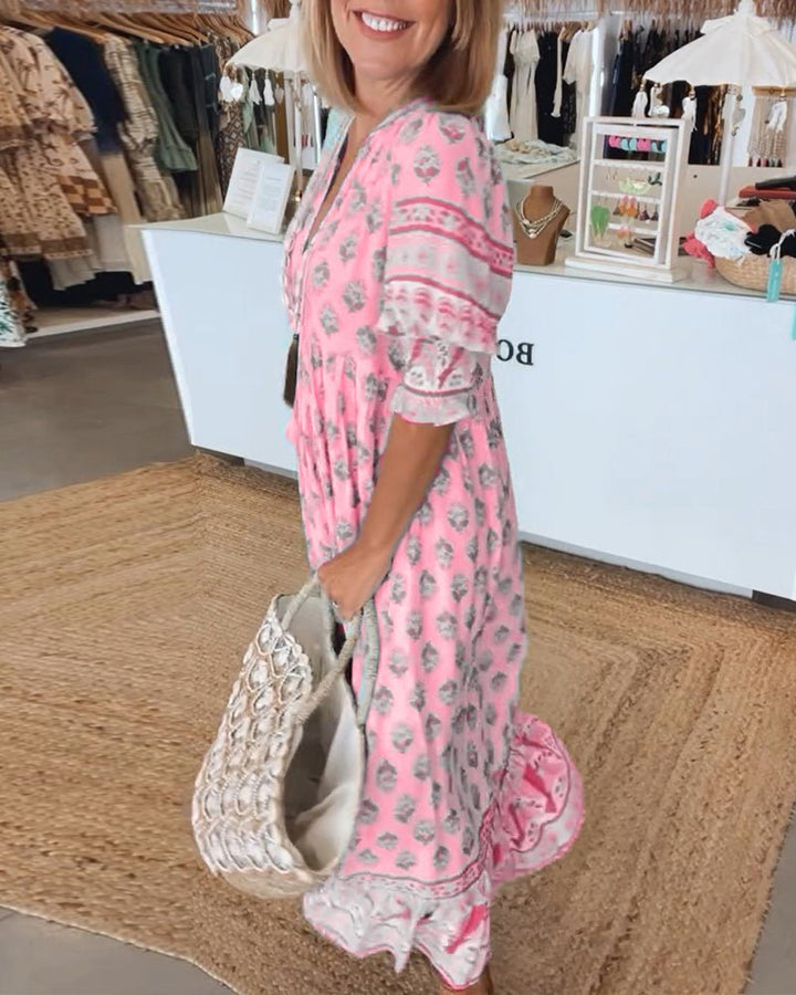 Mana | Vestido Chic Floral con Escote en V