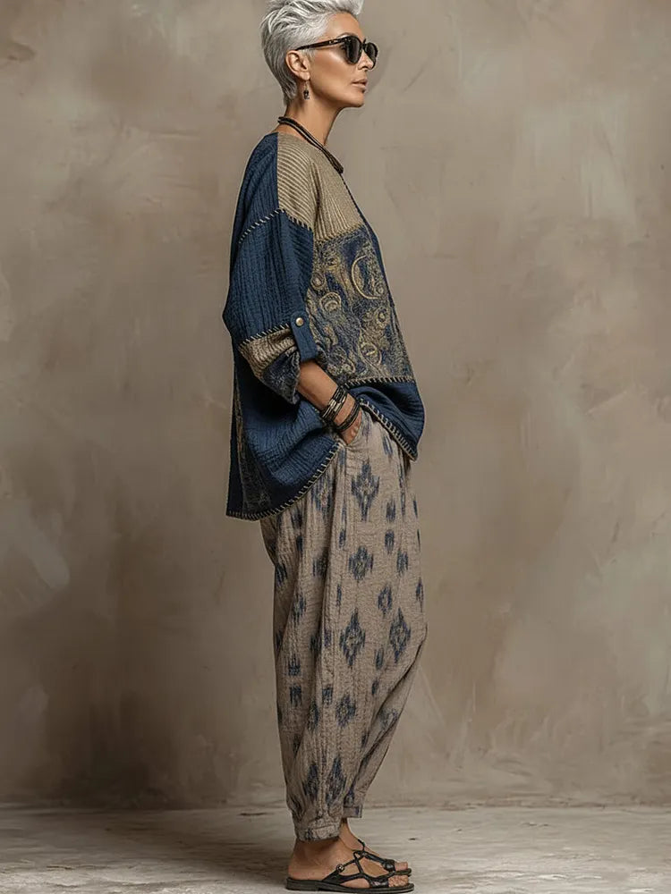 Paloma™ | Conjunto de blusa y pantalón con estampado de cachemira